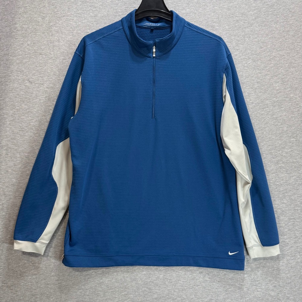 Nike Golf 1/4 Zip Pullover Mens XXL Blue Therma-FIT 381260-481